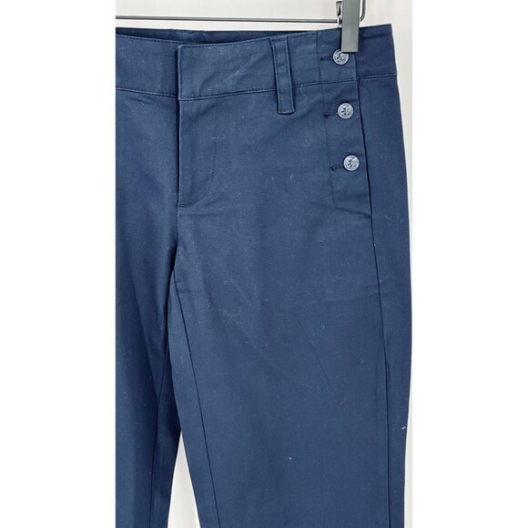 Tommy Hilfiger Pants Straight Leg Sailor Style Size 2 Navy Blue Button Detail - Picture 3 of 14